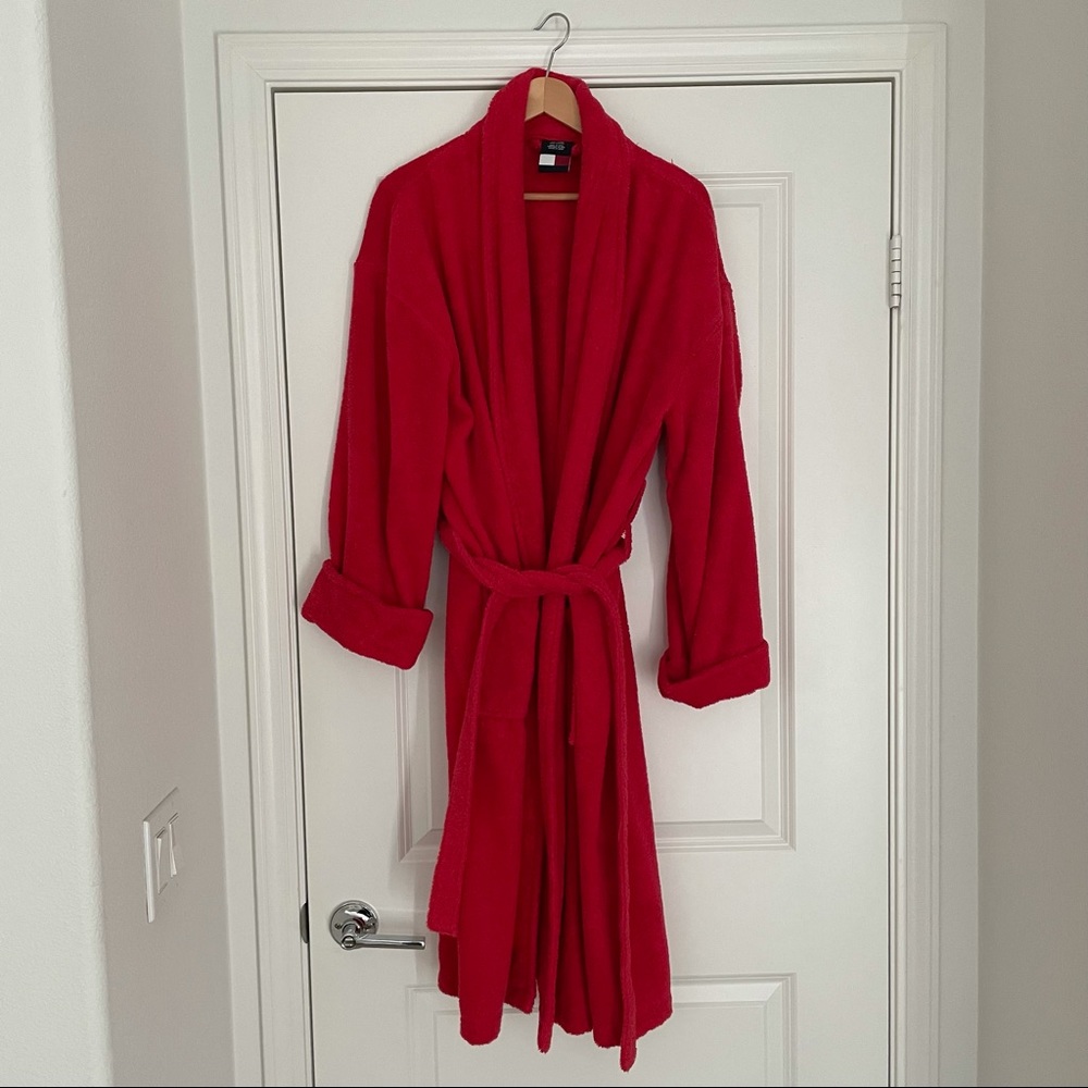 Tommy Hilfiger Red Plush Long Robe